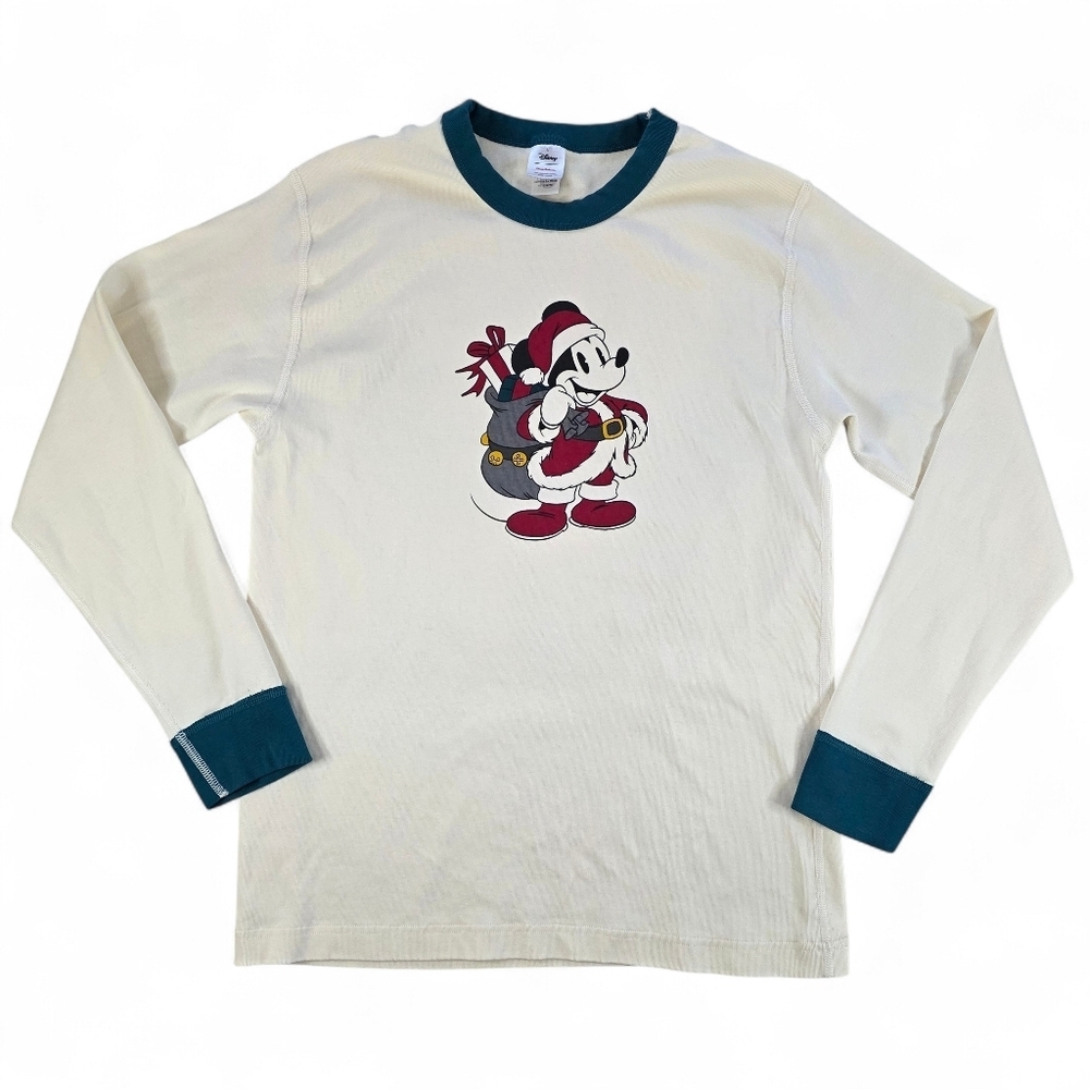 Disney x Hanna Andersson Organic Cotton Mickey Santa Long Sleeve Tee PajamaTop L